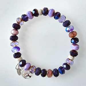 Warm purples Czech glass stretch bracelet Warm purples Czech glass stretch bracelet