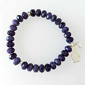 Purple Czech glass stretch bracelet Purple Czech glass stretch bracelet