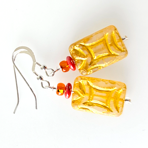 Rustic yellow rectangle hook earrings Rustic yellow rectangle hook earrings