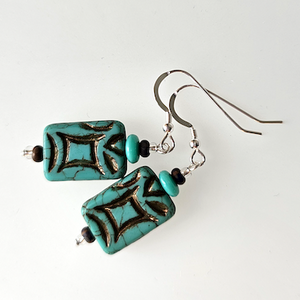 Turquoise rustic hook earrings Turquoise rustic hook earrings
