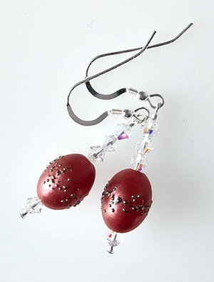 Warm rose Lampwork hook earrings Warm rose Lampwork hook earrings