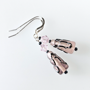 Pink and steel grey Lampwork hook earrings Pink and steel grey Lampwork hook earrings