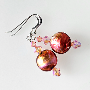 Peach lentils, Murano short hook earrings Peach lentils, Murano short hook earrings