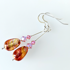 Peach tear drop Murano hook earrings Peach tear drop Murano hook earrings