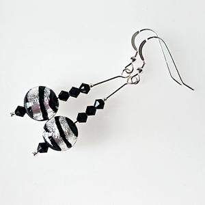 Black/silver swirl Murano hook earrings Black/silver swirl Murano hook earrings