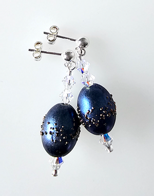 Midnight blue Lampwork post earrings Midnight blue Lampwork post earrings