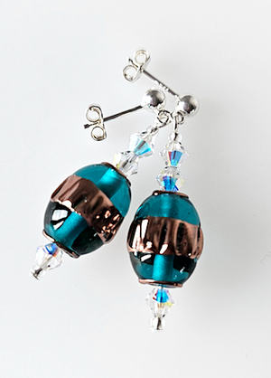 Teal olive Lampwork post earrings Teal olive Lampwork post earrings