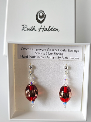 Crimson olive Lampwork post earrings Crimson olive Lampwork post earrings