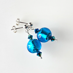 Turquoise Murano lampwork post earrings Turquoise Murano lampwork post earrings