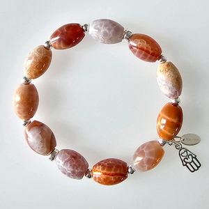 Fire agate barrels stretch bracelet Fire agate barrels stretch bracelet