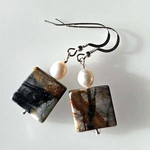 Picasso jasper square Hook earrings Picasso jasper square Hook earrings