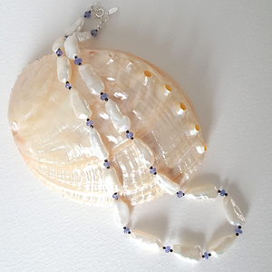 Freshwater pearl, tanzanite & black spinel necklace Freshwater pearl, tanzanite & black spinel necklace