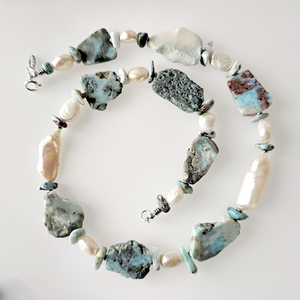 Larimar & freshwater pearl necklace Larimar & freshwater pearl necklace
