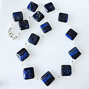 Lapis lazuli, rock crystal & freshwater pearl necklace Lapis lazuli, rock crystal & freshwater pearl necklace