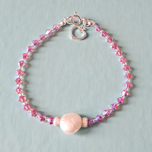 Pink European crystal & pearl bracelet Pink European crystal & pearl bracelet