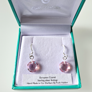 Pink crystal domed disc hook earrings Pink crystal domed disc hook earrings