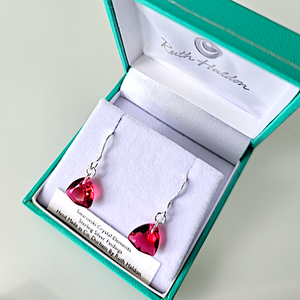 Scarlet, soft triangle, crystal hook earrings Scarlet, soft triangle, crystal hook earrings