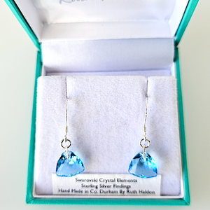 Aquamarine, soft triangle, crystal hook earrings Aquamarine, soft triangle, crystal hook earrings
