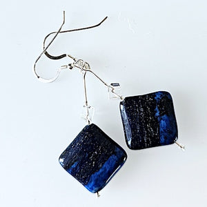 Lapis lazuli and rock crystal hook earrings Lapis lazuli and rock crystal hook earrings
