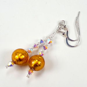 Golden Murano glass hook earrings Golden Murano glass hook earrings
