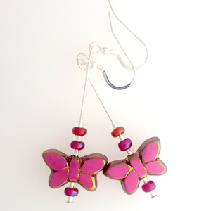 Pink metallic butterfly hook earrings Pink metallic butterfly hook earrings