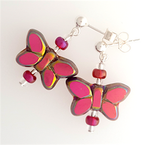 Pink metallic butterfly post earrings Pink metallic butterfly post earrings
