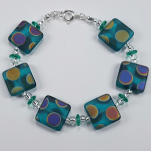Teal multi spot square bead bracelet Teal multi spot square bead bracelet