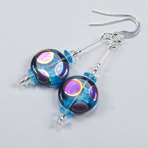 Aqua disc multio spot hook earrings Aqua disc multio spot hook earrings