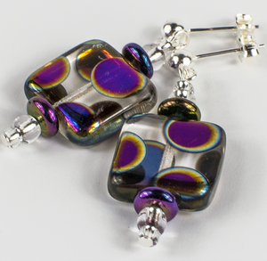 Clear square multi spot post earring Clear square multi spot post earring