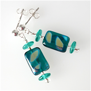 Teal flame lozenge post earrings Teal flame lozenge post earrings