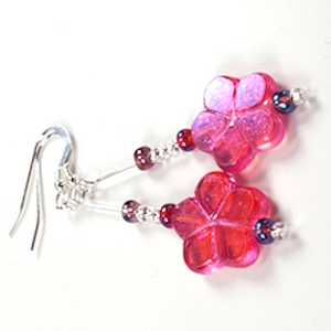 Hot pink cut flower hook earrings Hot pink cut flower hook earrings