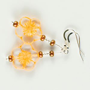 Apricot '20mm' cut flower hook earrings Apricot '20mm' cut flower hook earrings