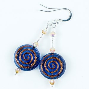 Blue/bronze swirl glass hook earrings Blue/bronze swirl glass hook earrings
