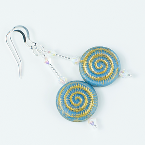 Pale blue/golden swirl glass hook earrings Pale blue/golden swirl glass hook earrings