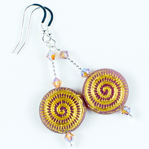 Pale pink/golden swirl glass hook earrings Pale pink/golden swirl glass hook earrings