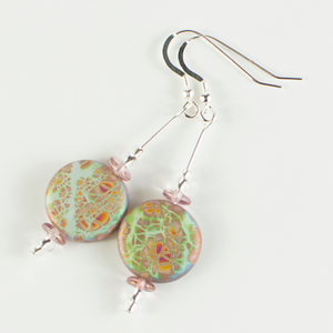 Iridescent, matt pastel shades, Czech glass hook earrings Iridescent, matt pastel shades, Czech glass hook earrings