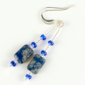 Cobalt 'web' lozenge hook earrings Cobalt 'web' lozenge hook earrings