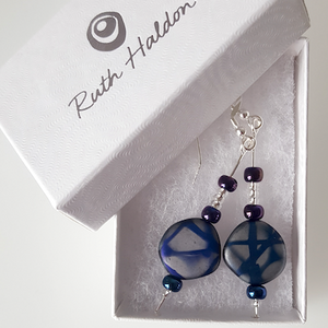 Dark blue, coin hook earrings Dark blue, coin hook earrings