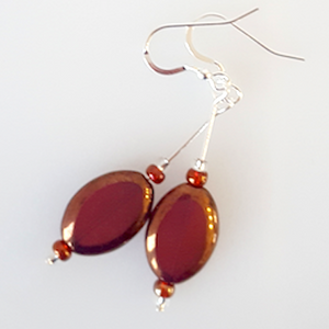 Burgundy oval Czech glass hook earrings Burgundy oval Czech glass hook earrings