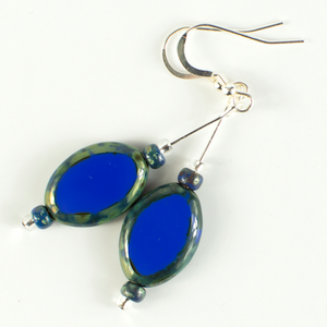 Cobalt blue oval hook earrings Cobalt blue oval hook earrings