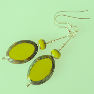 Chartreuse green oval hook earrings Chartreuse green oval hook earrings