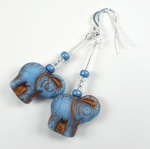 Blue Elephant earrings, long. Blue Elephant earrings, long.