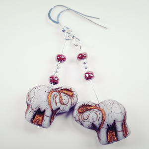 Grey Elephant Earrings, long. Grey Elephant Earrings, long.