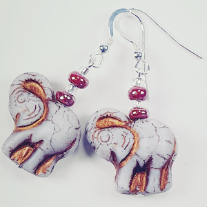Grey Elephant Earrings. Shorter, with hooks Grey Elephant Earrings. Shorter, with hooks