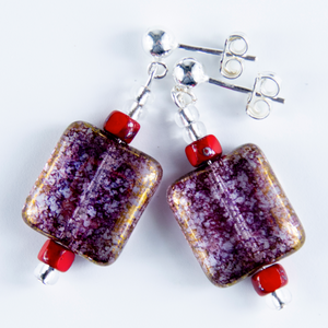 Red/clear pillow post earrings Red/clear pillow post earrings
