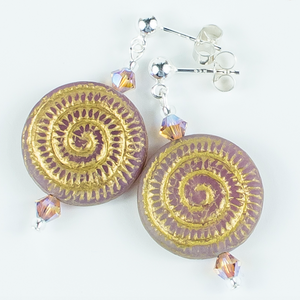 Pale pink/golden swirl glass post earrings Pale pink/golden swirl glass post earrings