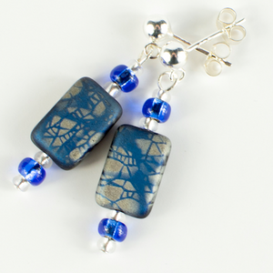 Cobalt 'web' lozenge post earrings Cobalt 'web' lozenge post earrings