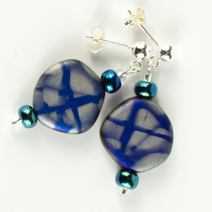 Dark blue 15mm coin post earrings Dark blue 15mm coin post earrings
