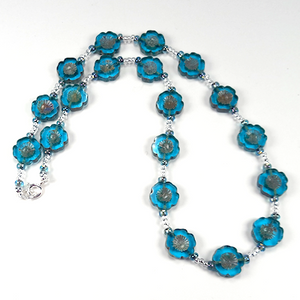 Aqua Cut flower necklace. Medium beads Aqua Cut flower necklace. Medium beads