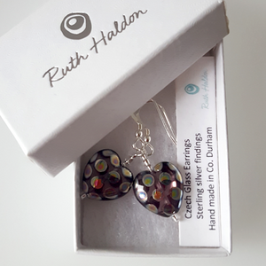 Purple spotted heart hook earrings Purple spotted heart hook earrings